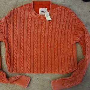 Aerie Women's Coral  Cable Knit Sweater